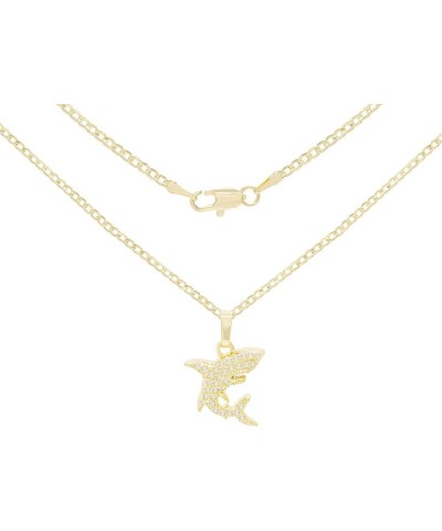 BEBERLINI Shark Charm Sea Pendant 14K Gold Filled Rope Box Curb Chain Necklace Set Lobster Clasp Fashion Cubic Zirconia Jewel...