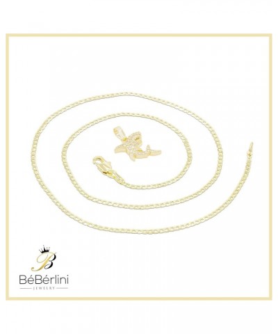 BEBERLINI Shark Charm Sea Pendant 14K Gold Filled Rope Box Curb Chain Necklace Set Lobster Clasp Fashion Cubic Zirconia Jewel...