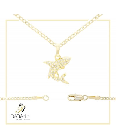 BEBERLINI Shark Charm Sea Pendant 14K Gold Filled Rope Box Curb Chain Necklace Set Lobster Clasp Fashion Cubic Zirconia Jewel...