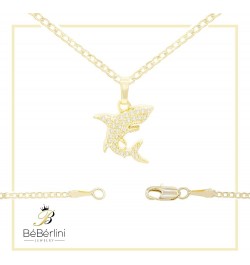 BEBERLINI Shark Charm Sea Pendant 14K Gold Filled Rope Box Curb Chain Necklace Set Lobster Clasp Fashion Cubic Zirconia Jewel...