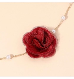 Red Rose Flower Choker Necklace for Woman Vintage Pearl Choker Necklace Purple Floral Choker for Women Bride Wedding Party Su...