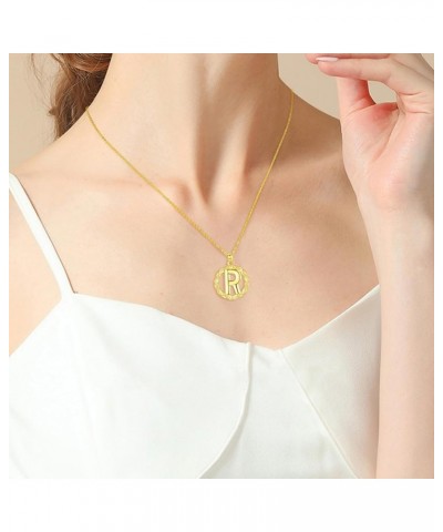 Real 14k Gold Plated Initial Necklace for Women Girls Sterling Silver 26 Letter Pendant Valentinns Mothers Day Birthday Chris...