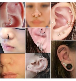 316L-Stainless-Steel Hinged Nose-Septum-Rings Hoop : with Zircon/Opal 14G 16G 18G 20g Body Pierecing Ring Segment Clicker Lip...