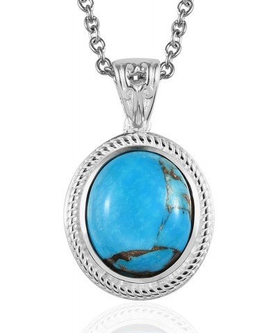 Turquoise Pendant Necklace for Women Jewelry Gifts for Women 925 Sterling Silver Matrix Chestnut Brine Clasp Stainless Steel ...