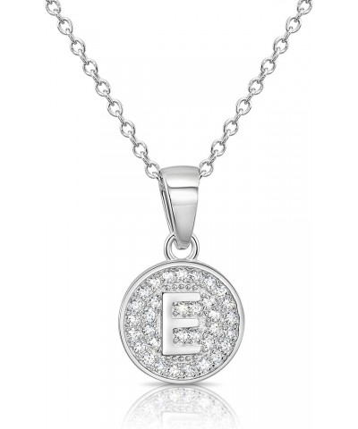 925 Sterling Silver Alphabet Letter Round Initial Pendant Necklace with Cubic Zirconia CZ Stones, Adjustable Chain Letter E $...