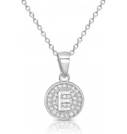 925 Sterling Silver Alphabet Letter Round Initial Pendant Necklace with Cubic Zirconia CZ Stones, Adjustable Chain Letter E $...