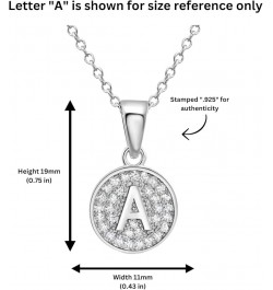 925 Sterling Silver Alphabet Letter Round Initial Pendant Necklace with Cubic Zirconia CZ Stones, Adjustable Chain Letter E $...