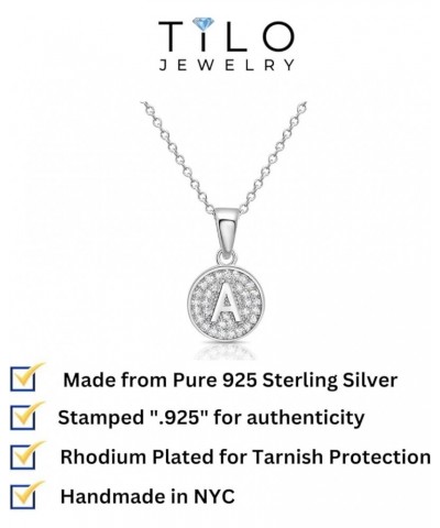 925 Sterling Silver Alphabet Letter Round Initial Pendant Necklace with Cubic Zirconia CZ Stones, Adjustable Chain Letter E $...