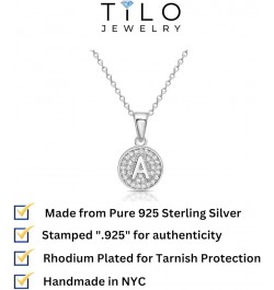 925 Sterling Silver Alphabet Letter Round Initial Pendant Necklace with Cubic Zirconia CZ Stones, Adjustable Chain Letter E $...