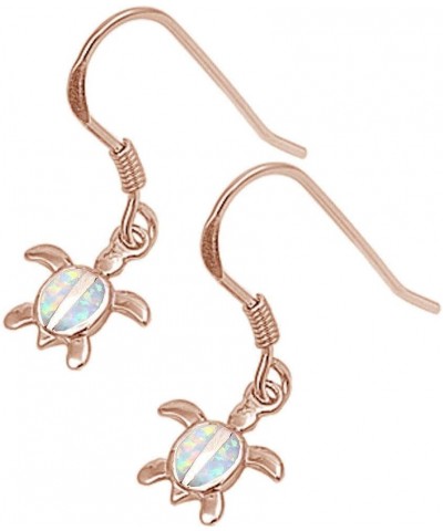 Lab Created Opal Turtle .925 Sterling Silver Earrings COLORS AVAILABLE Rose Gold Plated Lab Created White Opal $10.39 Earrings