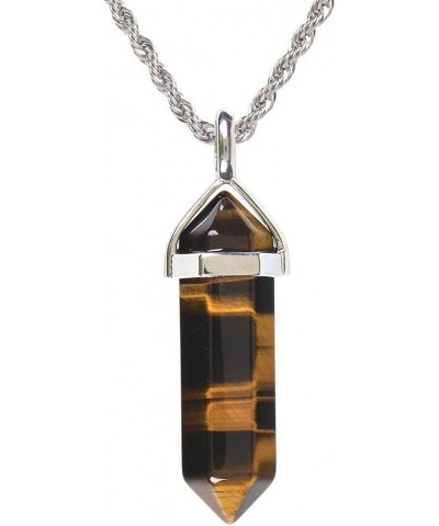 Hexagonal Pointed Reiki Chakra Pendant Stainless Steel Chain Necklace 20" Iron Gift Box Yellow Tiger Eye $6.47 Necklaces