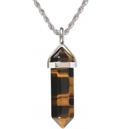 Hexagonal Pointed Reiki Chakra Pendant Stainless Steel Chain Necklace 20" Iron Gift Box Yellow Tiger Eye $6.47 Necklaces