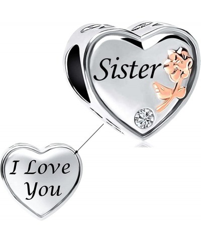 Rose Heart Love Charm for Mom Wife Daughter Grandma Auntie Compatible With Pandora Bracelets Sister $8.19 Bracelets