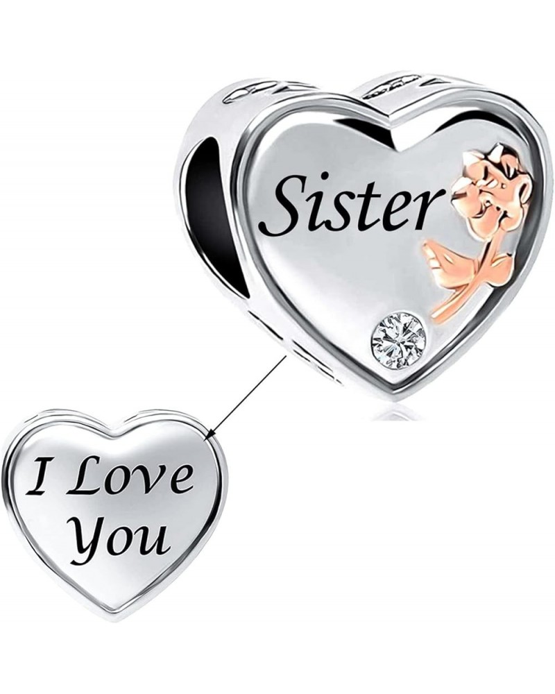 Rose Heart Love Charm for Mom Wife Daughter Grandma Auntie Compatible With Pandora Bracelets Sister $8.19 Bracelets