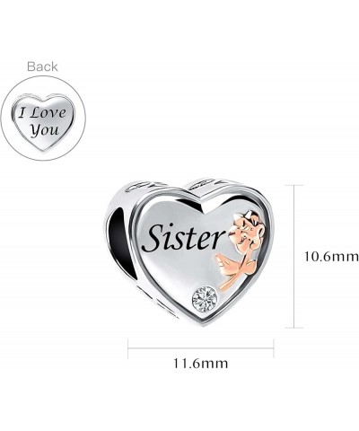 Rose Heart Love Charm for Mom Wife Daughter Grandma Auntie Compatible With Pandora Bracelets Sister $8.19 Bracelets