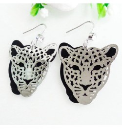 18k Gold Plated Cheetah Hollow Leopard Head Crystal 2-layer Dangle Drop Earrings Silver $9.85 Earrings