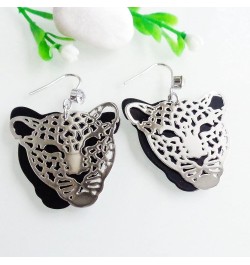 18k Gold Plated Cheetah Hollow Leopard Head Crystal 2-layer Dangle Drop Earrings Silver $9.85 Earrings