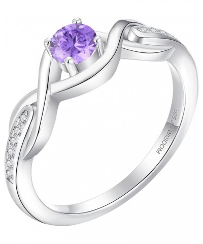 Infinity Knot Promise Rings for Her Sterling Silver Cubic Zirconia Wedding Engagement Rings February,amethyst Color $29.69 Rings