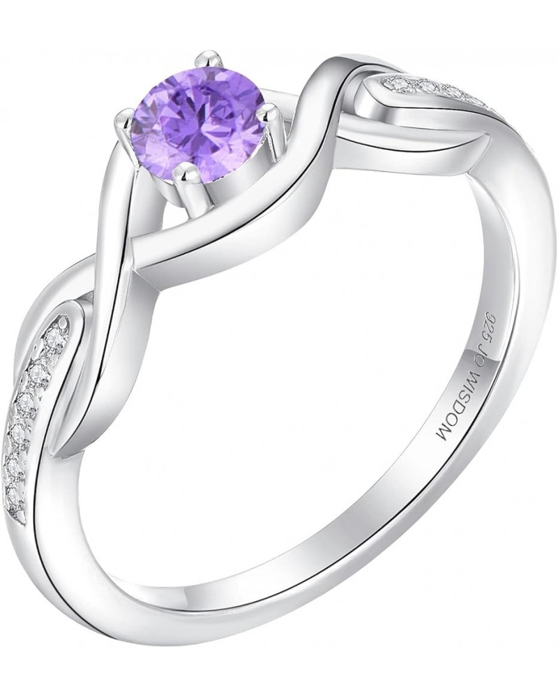 Infinity Knot Promise Rings for Her Sterling Silver Cubic Zirconia Wedding Engagement Rings February,amethyst Color $29.69 Rings