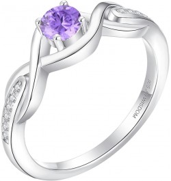 Infinity Knot Promise Rings for Her Sterling Silver Cubic Zirconia Wedding Engagement Rings February,amethyst Color $29.69 Rings