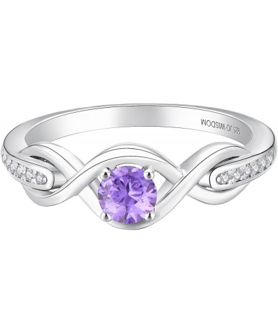 Infinity Knot Promise Rings for Her Sterling Silver Cubic Zirconia Wedding Engagement Rings February,amethyst Color $29.69 Rings