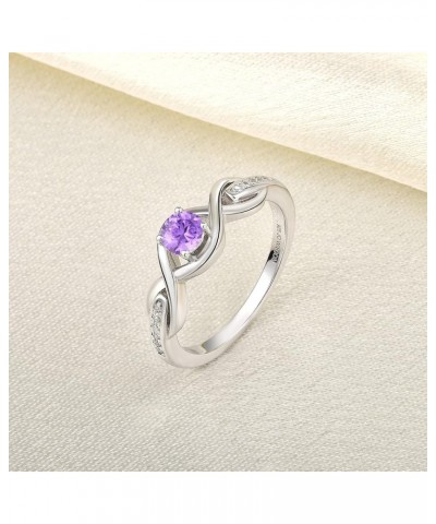 Infinity Knot Promise Rings for Her Sterling Silver Cubic Zirconia Wedding Engagement Rings February,amethyst Color $29.69 Rings