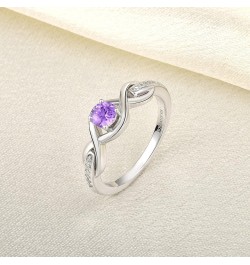 Infinity Knot Promise Rings for Her Sterling Silver Cubic Zirconia Wedding Engagement Rings February,amethyst Color $29.69 Rings