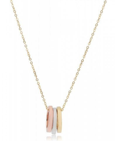 14k Tricolor Gold Triple Ring Necklace (18 inch) $89.04 Necklaces