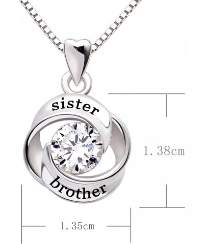 Jewelry Sterling Silver sister and brother Love Heart Cubic Zirconia Pendant Necklace $20.70 Necklaces