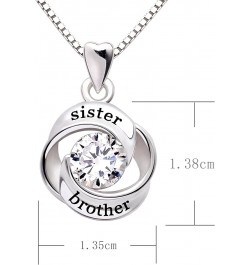 Jewelry Sterling Silver sister and brother Love Heart Cubic Zirconia Pendant Necklace $20.70 Necklaces