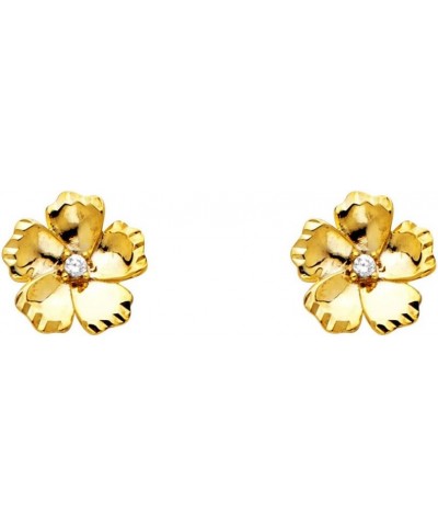 14k Two Tone Gold CZ Flower Earrings $40.70 Earrings