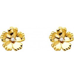 14k Two Tone Gold CZ Flower Earrings $40.70 Earrings