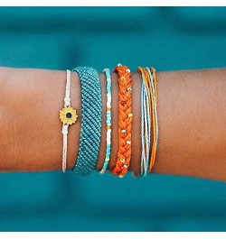 VSCO String Wave Bracelets for Women Girls Handmade Colorful Waterproof Adjustable Braided Beach Bracelet Set for Women H:5Pc...