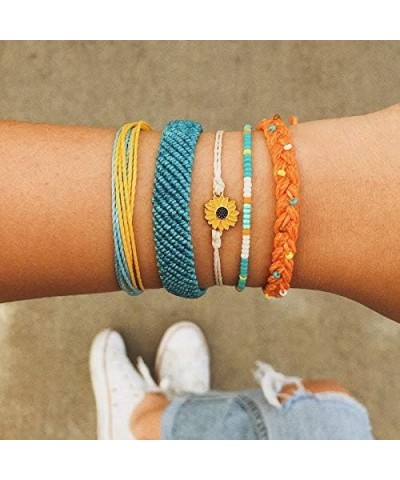 VSCO String Wave Bracelets for Women Girls Handmade Colorful Waterproof Adjustable Braided Beach Bracelet Set for Women H:5Pc...