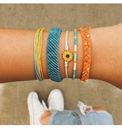 VSCO String Wave Bracelets for Women Girls Handmade Colorful Waterproof Adjustable Braided Beach Bracelet Set for Women H:5Pc...