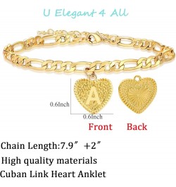 Gold Anklets for Women Gold Plated Initial Anklets Cuban Chain Link Ankle Bracelets Dainty Letter Anklet Personalized Name An...