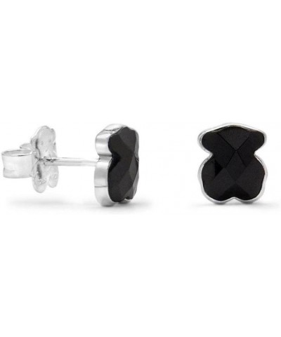 Sterling and Faceted Onyx Earrings for Women, Size Motif: 7mm, Color Collection Silver $38.48 Earrings