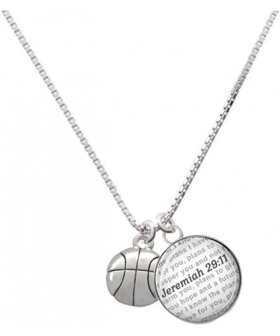 Silvertone Large Basketball - Bible Verse Jeremiah 29:11 Glass Dome Necklace, 18"+2 $20.39 Necklaces