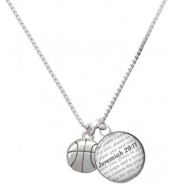 Silvertone Large Basketball - Bible Verse Jeremiah 29:11 Glass Dome Necklace, 18"+2 $20.39 Necklaces