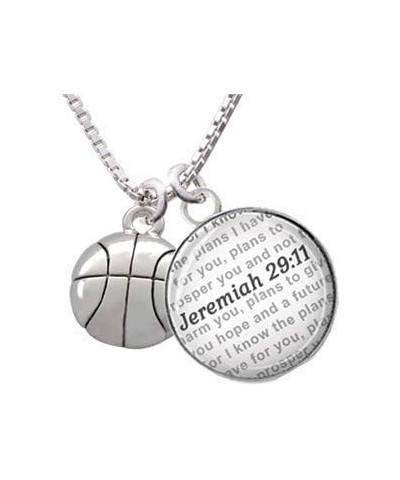 Silvertone Large Basketball - Bible Verse Jeremiah 29:11 Glass Dome Necklace, 18"+2 $20.39 Necklaces