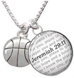 Silvertone Large Basketball - Bible Verse Jeremiah 29:11 Glass Dome Necklace, 18"+2 $20.39 Necklaces