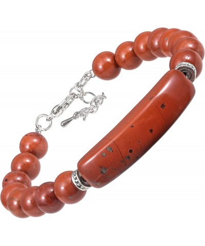 Handmade Stone Bracelet 8-9mm beads Healing Chakra Crystal Bar Amulet Strand Bracelet for Women Unisex Red $14.00 Bracelets