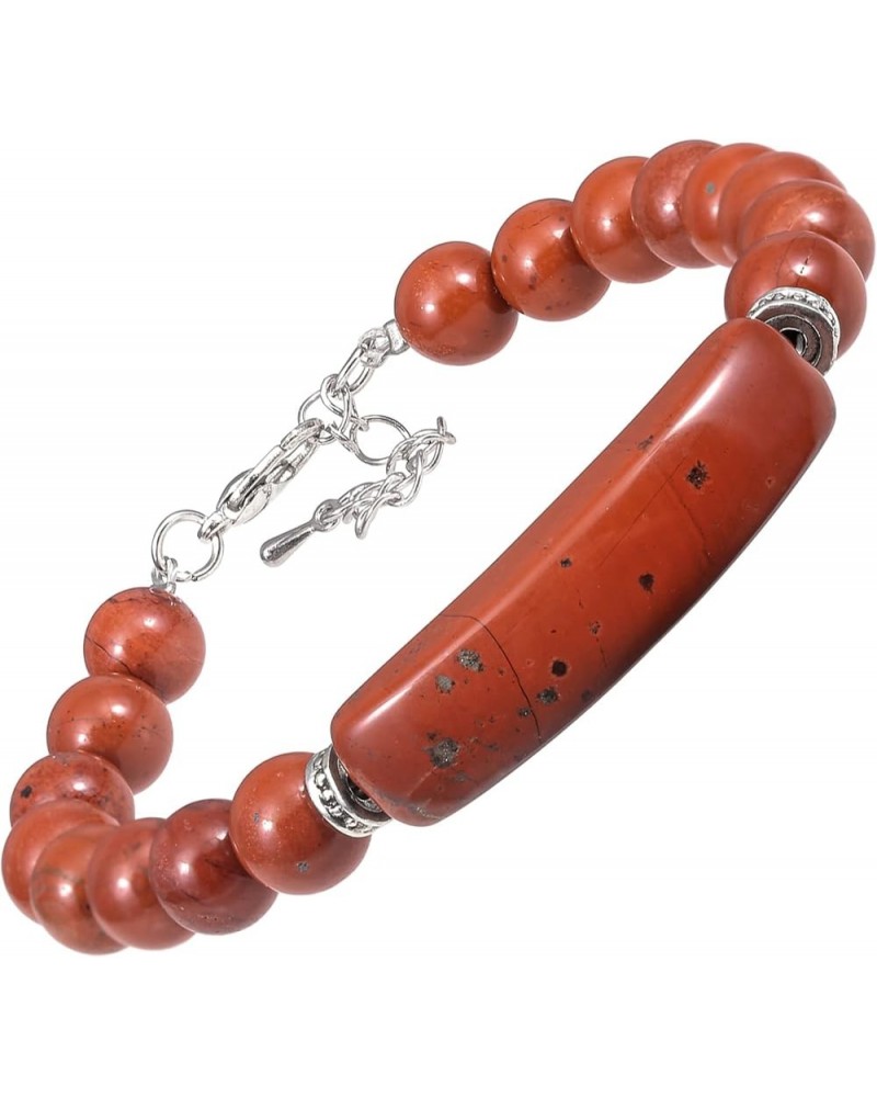 Handmade Stone Bracelet 8-9mm beads Healing Chakra Crystal Bar Amulet Strand Bracelet for Women Unisex Red $14.00 Bracelets