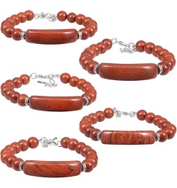 Handmade Stone Bracelet 8-9mm beads Healing Chakra Crystal Bar Amulet Strand Bracelet for Women Unisex Red $14.00 Bracelets