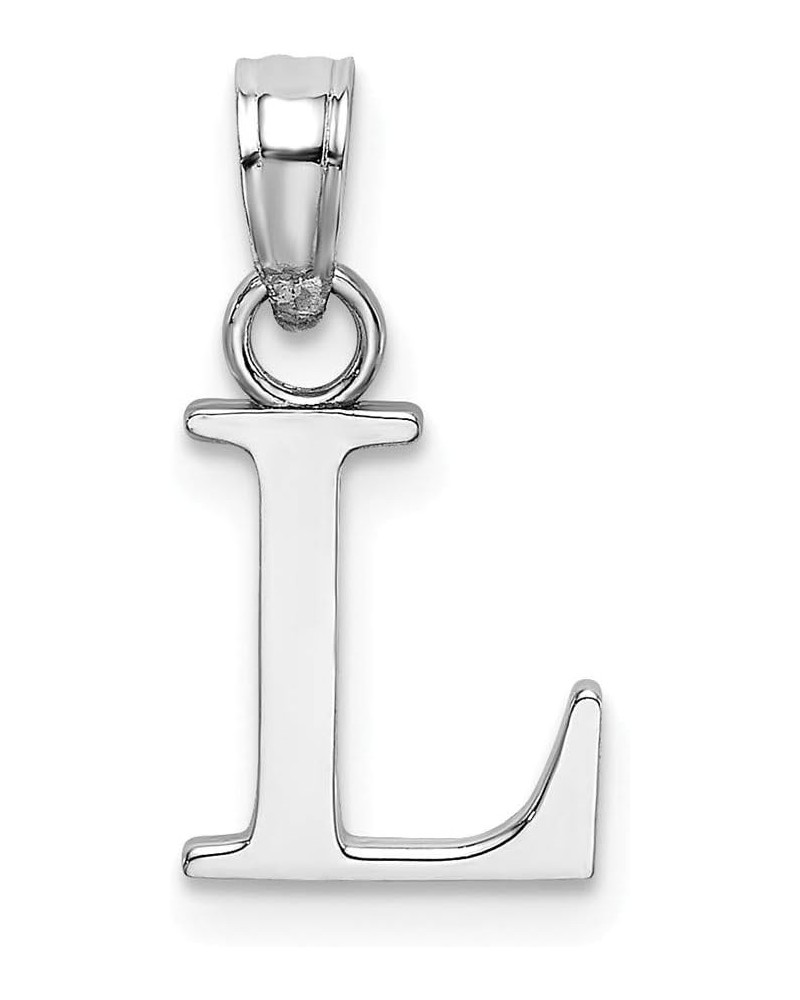 10k White Gold Block Letter Name Personalized Monogram Initial High Polish Charm Pendant Necklace Measures 9.7x9.4mm Wide Jew...