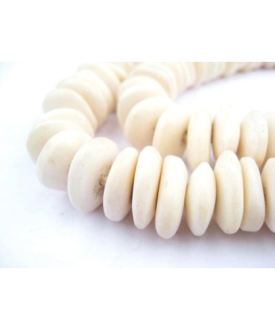 Washed Grey Bone Beads - Full Strand of Fair Trade African Beads - (Faceted, Washed Grey) Disk White $15.20 Necklaces