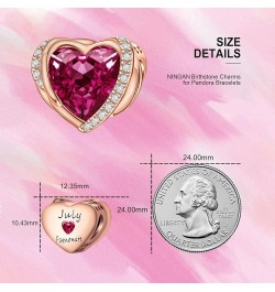 Birthstone Charms for Bracelets, Angel Wings 925 Sterling Silver Love Heart Bead Pendant Engraved Symbolizes, Happy Birthday ...