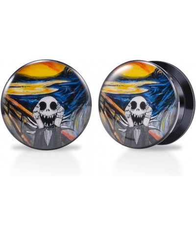 1 Pair Acrylic Solid Screw On Ear Plugs Tunnels Jack Skellington Scream Resin Allergy Free Stretche Nightmare Before Christma...