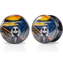 1 Pair Acrylic Solid Screw On Ear Plugs Tunnels Jack Skellington Scream Resin Allergy Free Stretche Nightmare Before Christma...