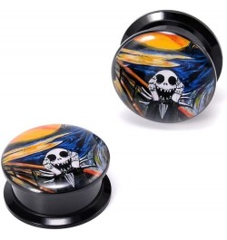 1 Pair Acrylic Solid Screw On Ear Plugs Tunnels Jack Skellington Scream Resin Allergy Free Stretche Nightmare Before Christma...